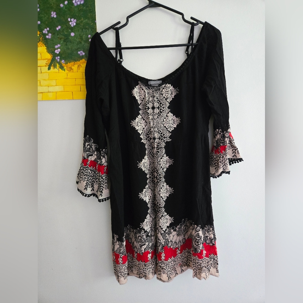 Boho Style Black Mini Dress